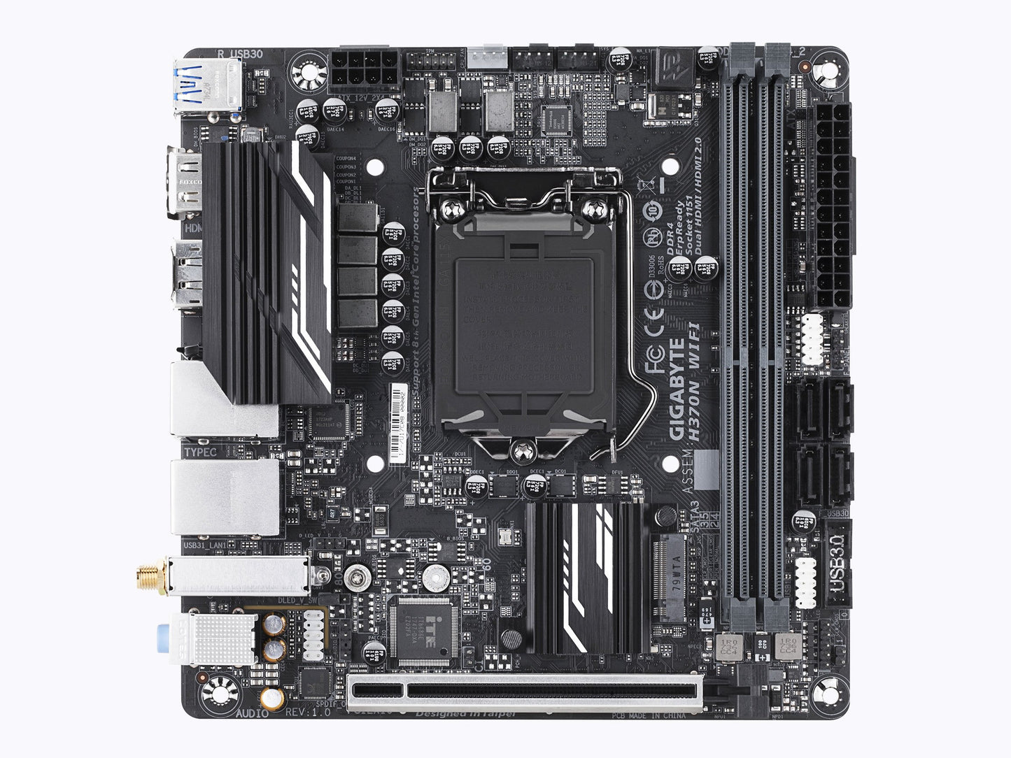 GIGABYTE H370N WiFi (LGA1151/Intel/H270/Mini ITX/USB 3.1 Gen 1 (USB3.0) Type C Type A/DDR4/Motherboard)