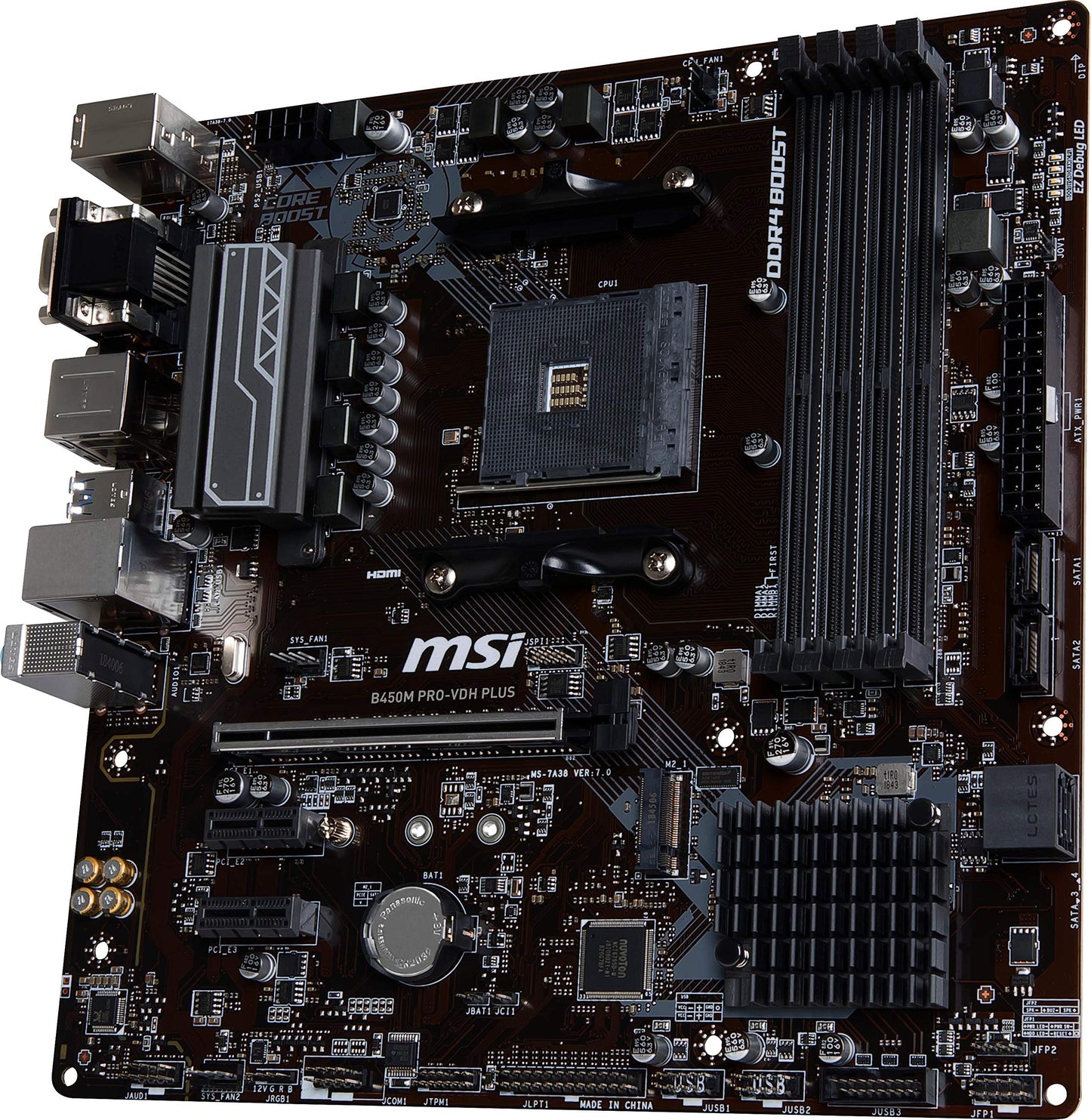 MSI ProSeries AMD Ryzen 1st and 2ND Gen AM4 M.2 USB 3 DDR4 D-Sub DVI HDMI Micro-ATX Motherboard (B450M PRO-VDH Plus)