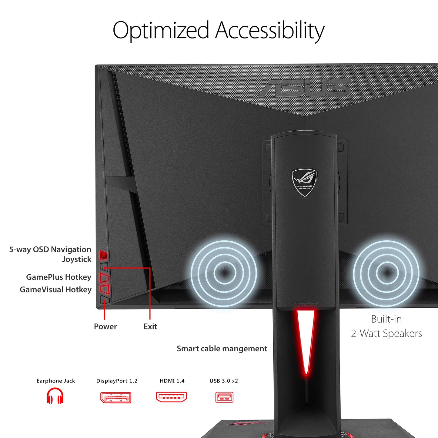 ASUS ROG PG279Q 27" Gaming Monitor WQHD 1440p IPS 165Hz DisplayPort Adjustable Ergonomic EyeCare G-SYNC