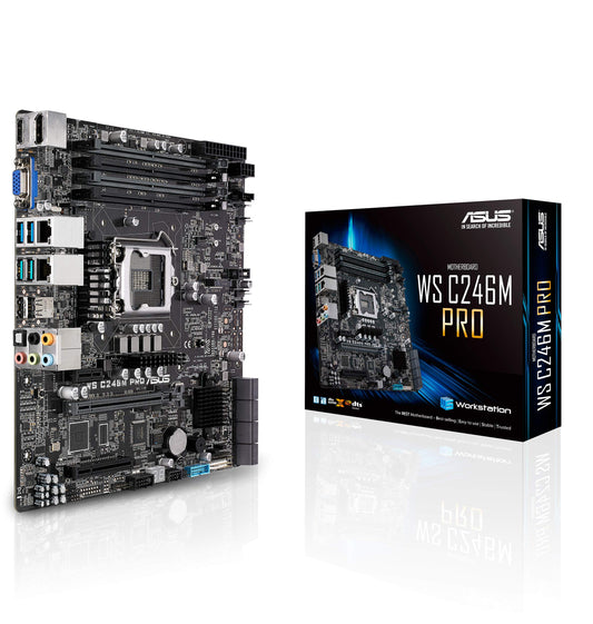 ASUS LGA1151 ECC DDR4 M.2 C246 Server Workstation Micro ATX Motherboard for 8th Generation Intel Core Motherboards WS C246M PRO