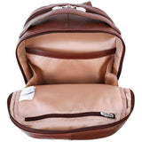 McKlein Pebble Grain Calfskin Leather, Dual Compartment Laptop Backpack, Brown (88554)