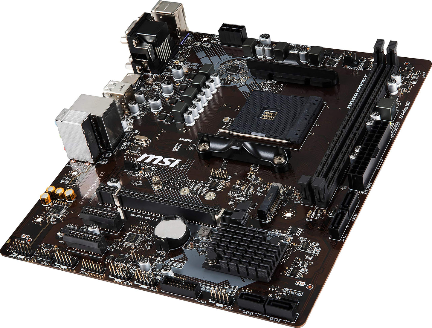 MSI ProSeries AMD Ryzen 1st and 2nd Gen AM4 M.2 USB 3 DDR4 D-SUB DVI HDMI Micro-ATX Motherboard (B450M PRO-M2 V2)