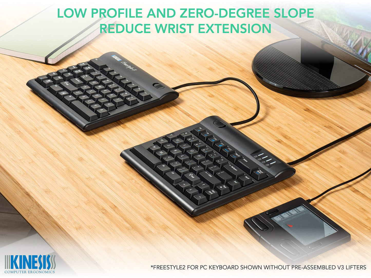 Kinesis Freestyle2  Keyboard for PC, Us English, Black, 9 Inch Separation and VI