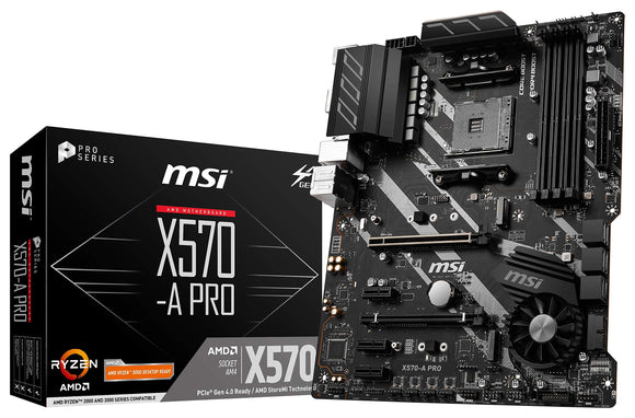MSI X570-A PRO Motherboard (AMD AM4, DDR4, PCIe 4.0, Sata 6GB/S, M.2, USB 3.2 Gen 2, HDMI, ATX)