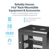 StarTech.com 9U Wall Mount Server Rack Cabinet - 2-Post Adjustable Depth (6" to 15") IT Data Equipment Enclosure with Cable Management - 200lb / 90kg (RK9WALM)