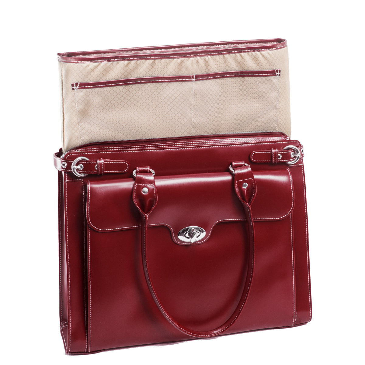 McKlein 94836 USA Winnetka 15" Leather Ladies' Laptop Briefcase Red