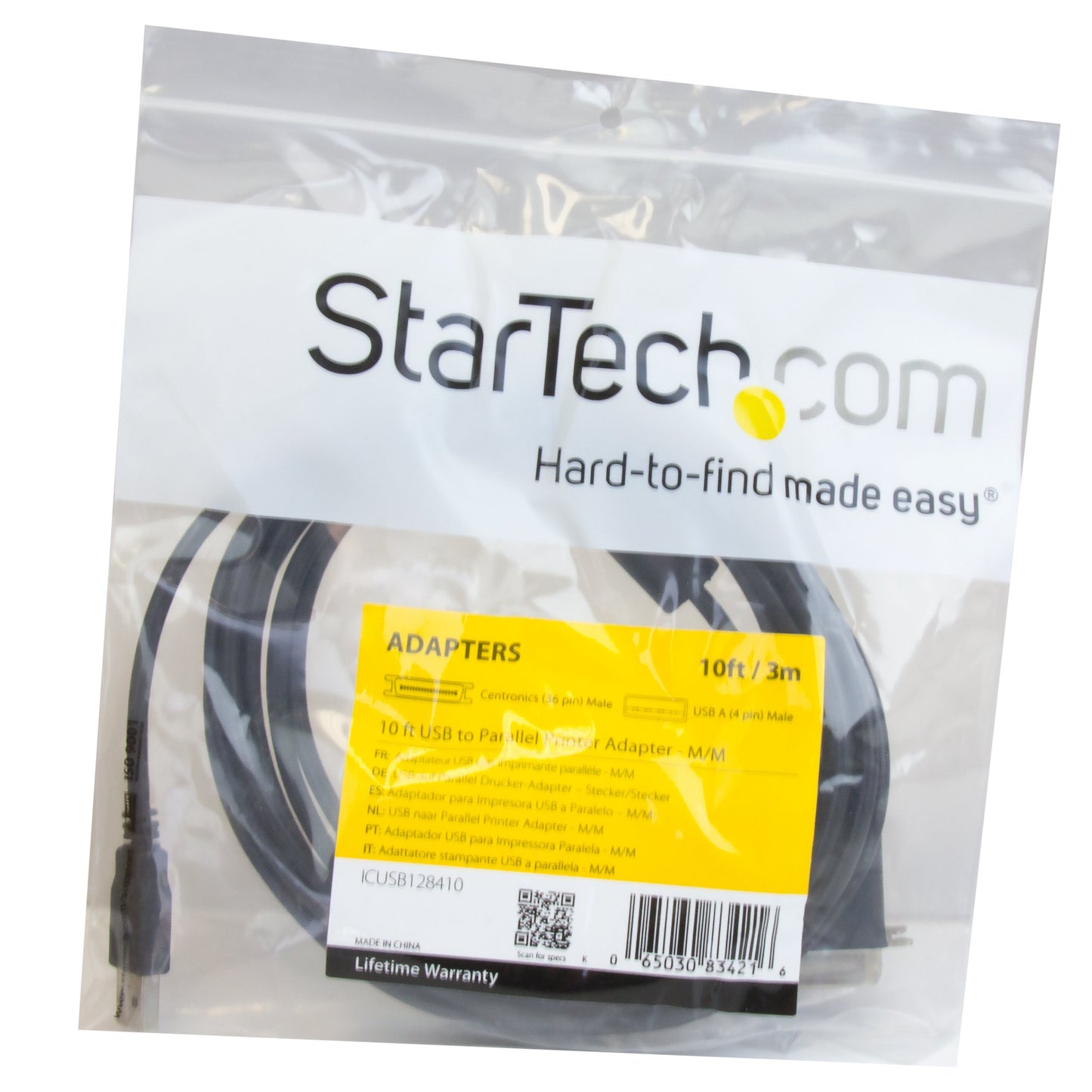 Startech.Com ICUSB128410 10-Feet USB to Parallel Printer Adapter (Black)