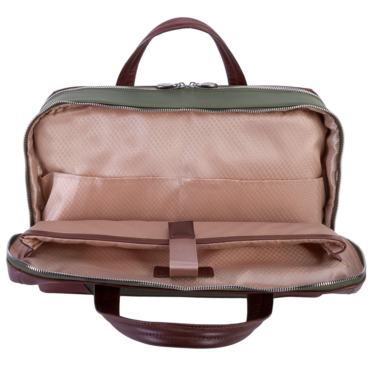 McKlein 18561 USA Harpswell 17" Nylon Dual Compartment Laptop Briefcase Green