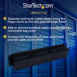StarTech.com Horizontal 2U Server Rack Cable Management Finger Duct w/Cover - 19" Network Rack Wire Duct Raceway Panel - Slotted Wire Duct (CMDUCT2U)