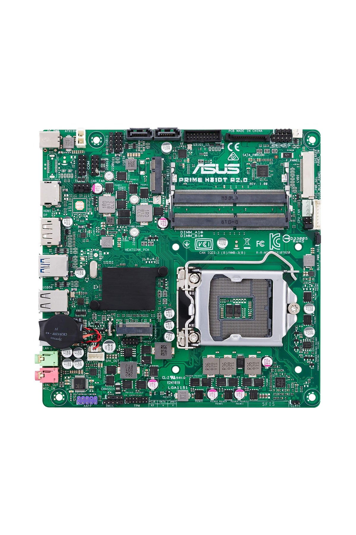 ASUS LGA1151 (300 Series) DDR4 M.2 DP HDMI LVDS Thin mITX Motherboard Motherboards Prime H310T R2.0/CSM