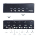 StarTech.com SV431DPDDUA2 DisplayPort KVM, 4 Port, 4K 60Hz, Dual Monitor KVM, DisplayPort Switch, Desktop KVM Switch