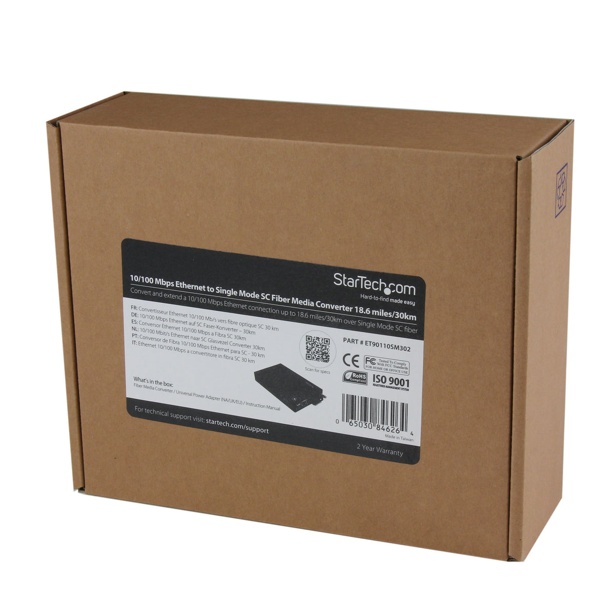 StarTech.com 10/100 Mbps Single Mode Fiber Media Converter SC 30 km (ET90110SM302)