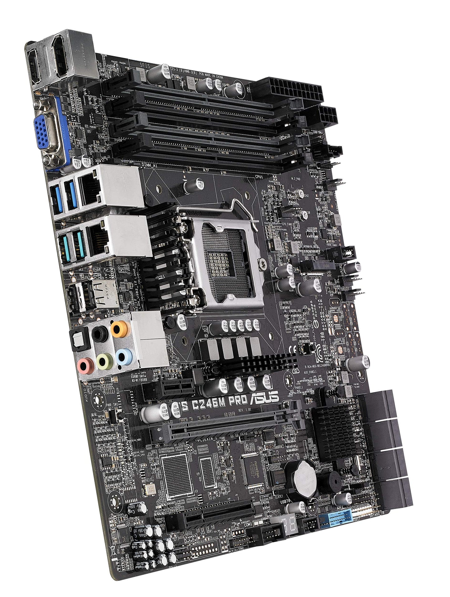 ASUS LGA1151 ECC DDR4 M.2 C246 Server Workstation Micro ATX Motherboard for 8th Generation Intel Core Motherboards WS C246M PRO