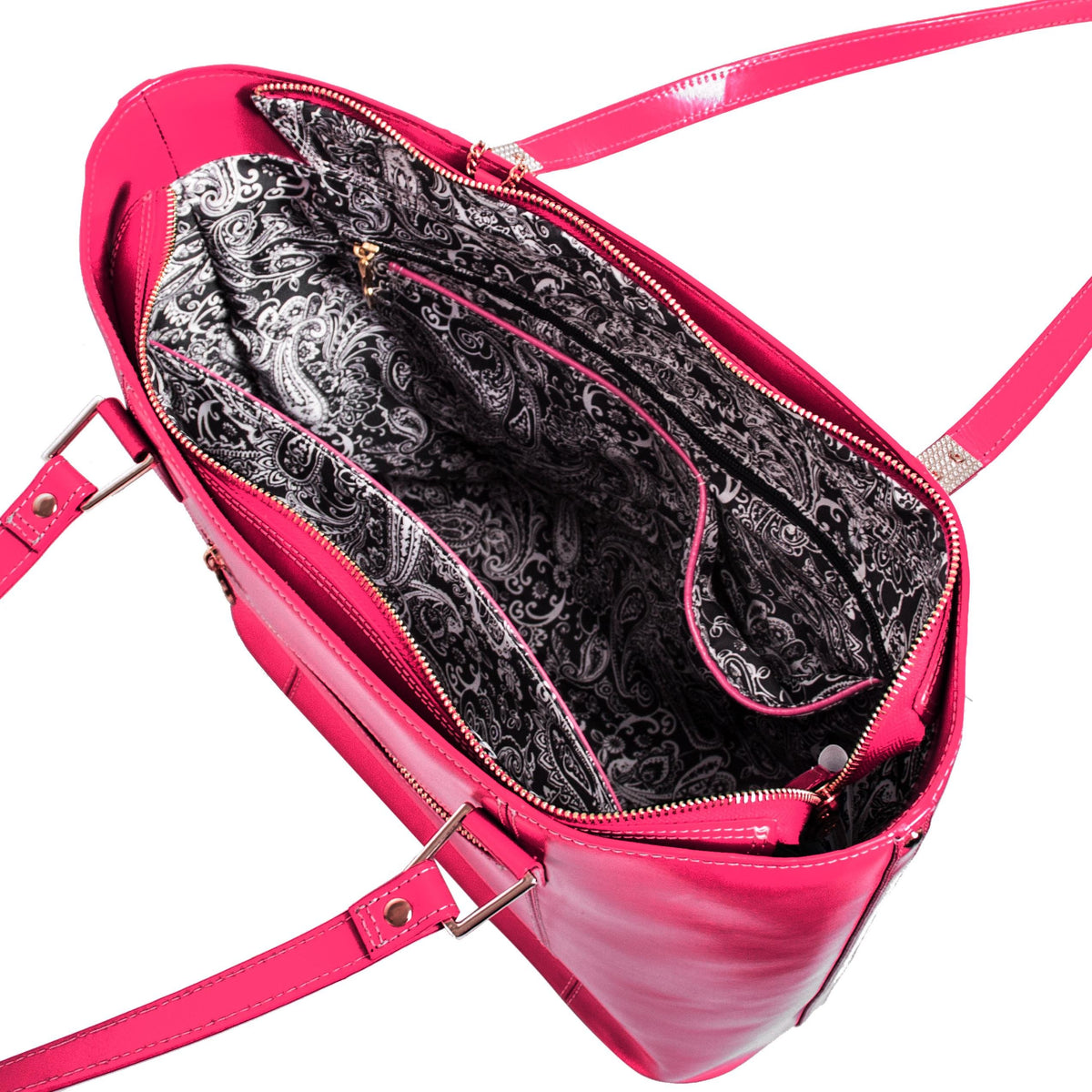 McKlein 97543 USA Cristina Leather Ladies' Tote with Tablet Pocket Fuchsia