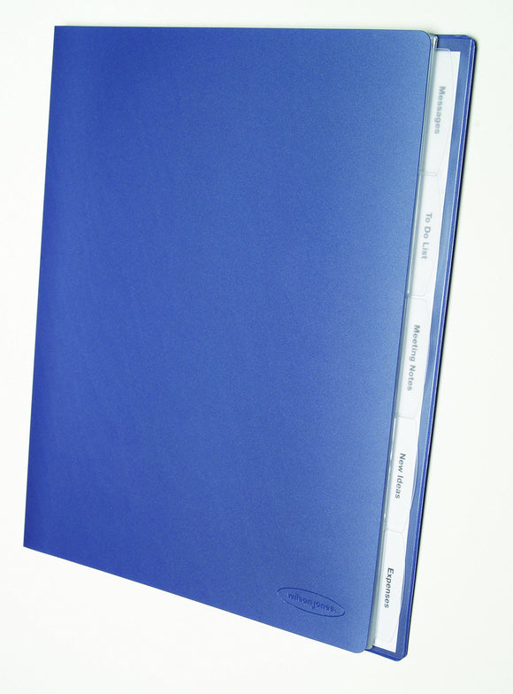 Wilson Jones View-Tab Master Filer Document Organizer, 5 Tabs, 12 Pockets, Letter Size, Slate Blue (W55117)