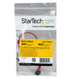 StarTech.com SATA to Left Angle SATA Serial ATA Cable - SATA cable - Serial ATA 150/300/600 - SATA (R) to SATA (R) - 1 ft - left-angled connector - red - SATA12LA1