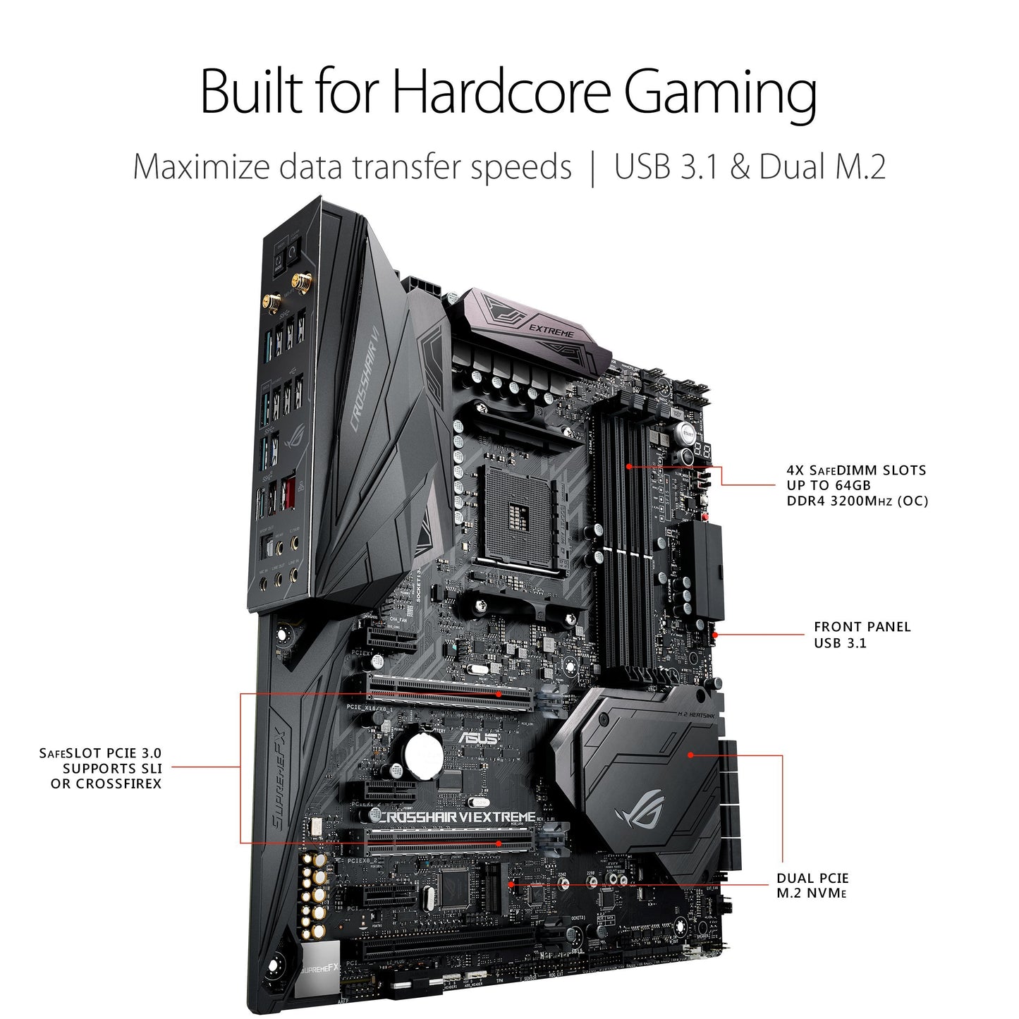 ASUS ROG Crosshair VI Extreme AMD Ryzen AM4 DDR4 M.2 USB 3.1 EATX X370 Motherboard with onboard 802.11AC WiFi and Aura Sync RGB Lighting