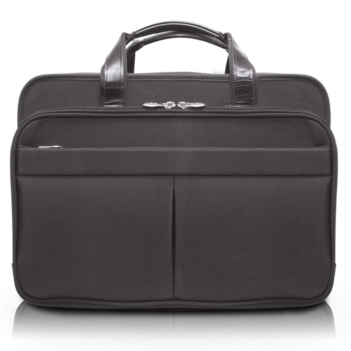 McKlein 73985 USA Walton 17" Nylon Expandable Double Compartment Laptop Briefcase W/Removable Sleeve Black