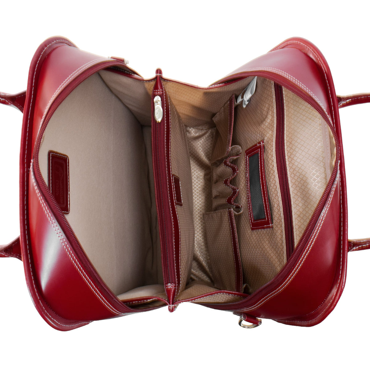 McKlein 96496 USA la Grange 15" Leather Vertical Patented Detachable -Wheeled Ladies' Laptop Briefcase Red
