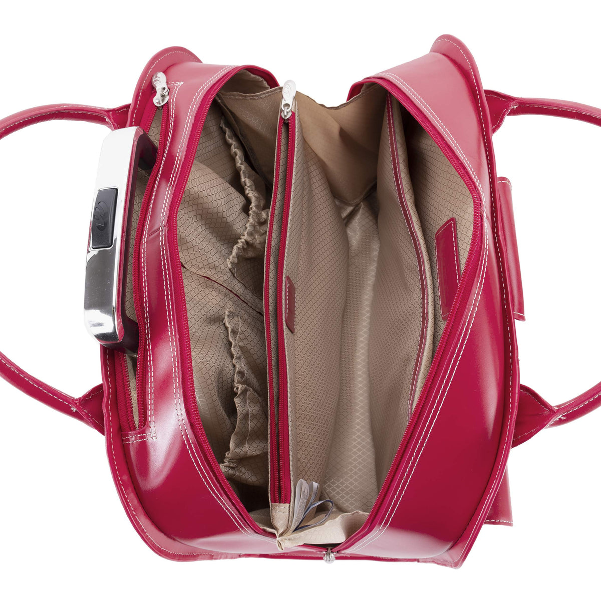 McKlein 96313 USA Edgebrook 15" Leather Wheeled Ladies' Laptop Briefcase Fuchsia