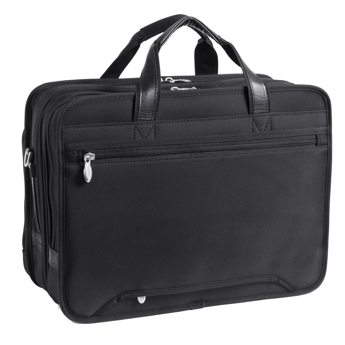 McKlein 73985 USA Walton 17" Nylon Expandable Double Compartment Laptop Briefcase W/Removable Sleeve Black