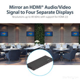 StarTech.com HDMI Splitter - 4-Port - 4K 60Hz - HDMI Splitter 1 in 4 Out - 4 Way HDMI Splitter - HDMI Port Splitter (ST124HD202)