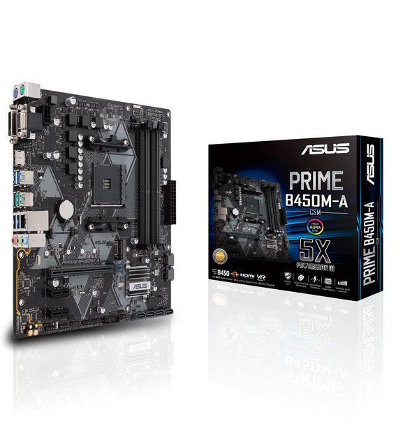 Asus Prime B450M-A/CSM AMD Ryzen 2 AM4 DDR4 HDMI DVI VGA M.2 USB 3.1 Gen2 mATX Motherboard