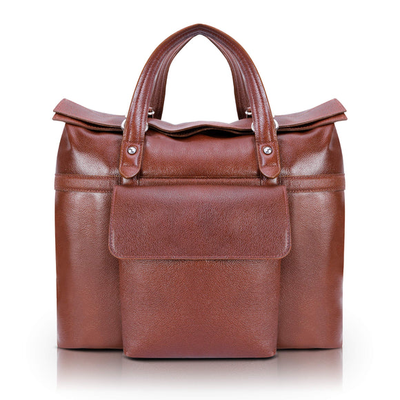 McKlein S Series, Edgefield, Pebble Grain Calfskin Leather, Roll Top Laptop Briefcase, Brown (88754)