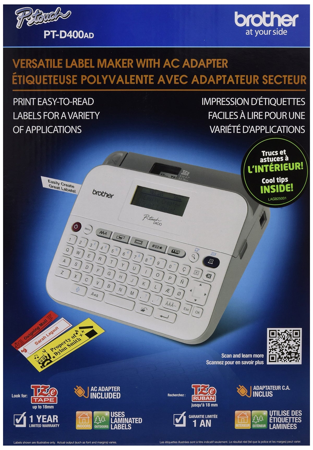 Brother PTD- 400AD Desktop Labeller with AC Adapter