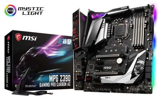 MSI MPG Z390 Gaming PRO Carbon AC LGA1151 (Intel 8th and 9th Gen) M.2 USB 3.1 Gen 2 DDR4 HDMI DP Wi-Fi SLI CFX ATX Z390 Gaming Motherboard