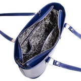 McKlein 97547 USA Cristina Leather Ladies' Tote with Tablet Pocket Navy