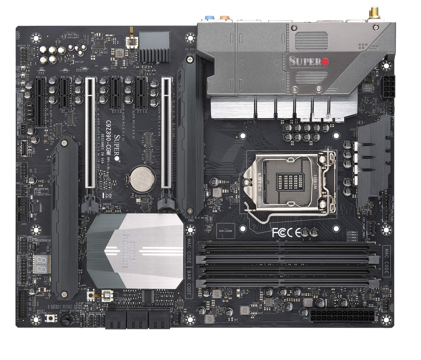 Supermicro MBD-C9Z390-CGW-O Motherboard LGA 1151 (300 Series) Intel Z390 DDR4 SATA 6GB/s M.2 DisplayPort HDMI 10G LAN Wi-Fi USB 3.1 RGB ATX