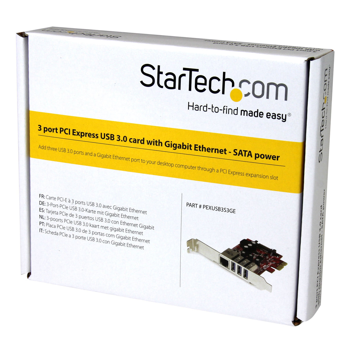 STARTECH 3 Port PCI Express USB 3.0 Card Plus Gigabit Ethernet, Fits Standard and Low-Profile PCs UASP Supported, Optional SATA Power PEXUSB3S3GE