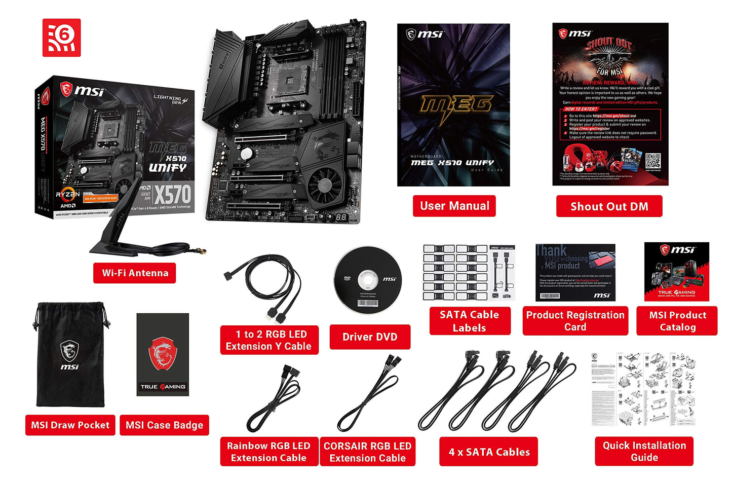 MSI Meg X570 Unify Motherboard (AMD AM4, DDR4, PCIe 4.0, SATA 6GB/s, M.2, USB 3.2 Gen 2, Ax Wi-Fi 6, Bluetooth 5, ATX)