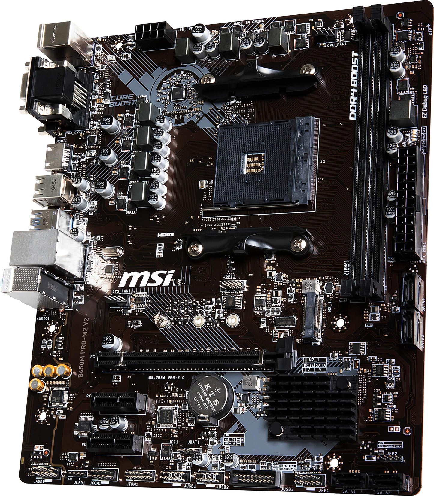 MSI ProSeries AMD Ryzen 1st and 2nd Gen AM4 M.2 USB 3 DDR4 D-SUB DVI HDMI Micro-ATX Motherboard (B450M PRO-M2 V2)