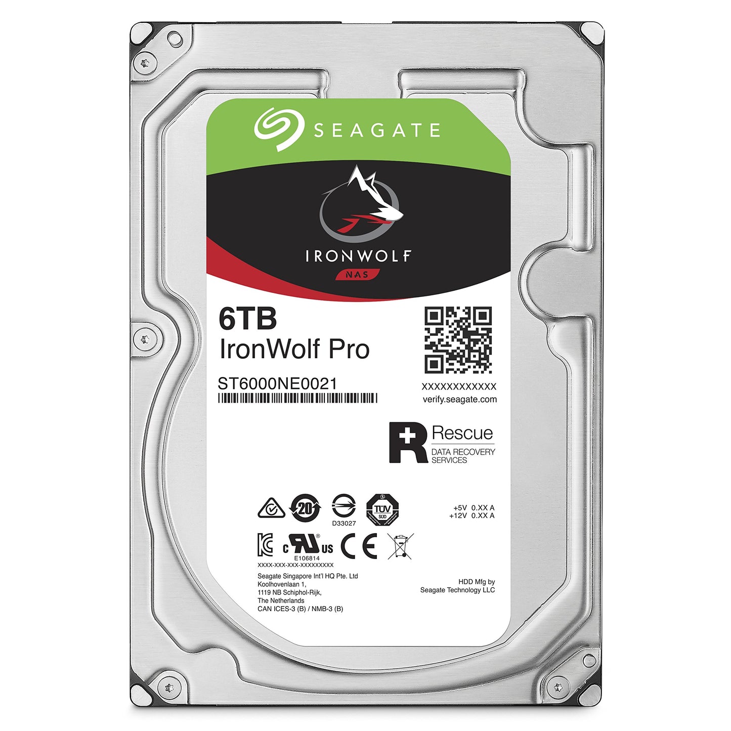 Seagate IronWolf Pro 6 TB NAS RAID Internal Hard Drive - 7,200 RPM SATA 6 Gb/s 3.5-inch (ST6000NE0021)