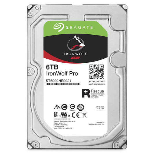 Seagate IronWolf Pro 6 TB NAS RAID Internal Hard Drive - 7,200 RPM SATA 6 Gb/s 3.5-inch (ST6000NE0021)