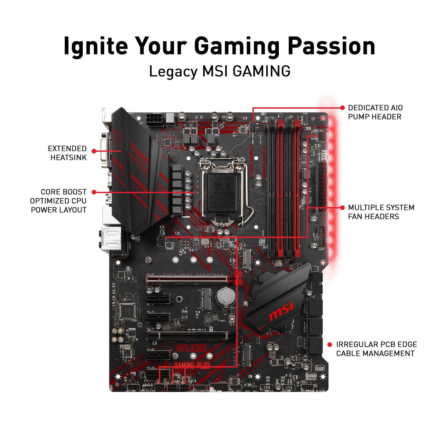 MSI MPG Z390 Gaming Plus LGA1151 (Intel 8th and 9th Gen) M.2 USB 3.1 Gen 2 DDR4 HDMI DVI CFX ATX Z390 Gaming Motherboard