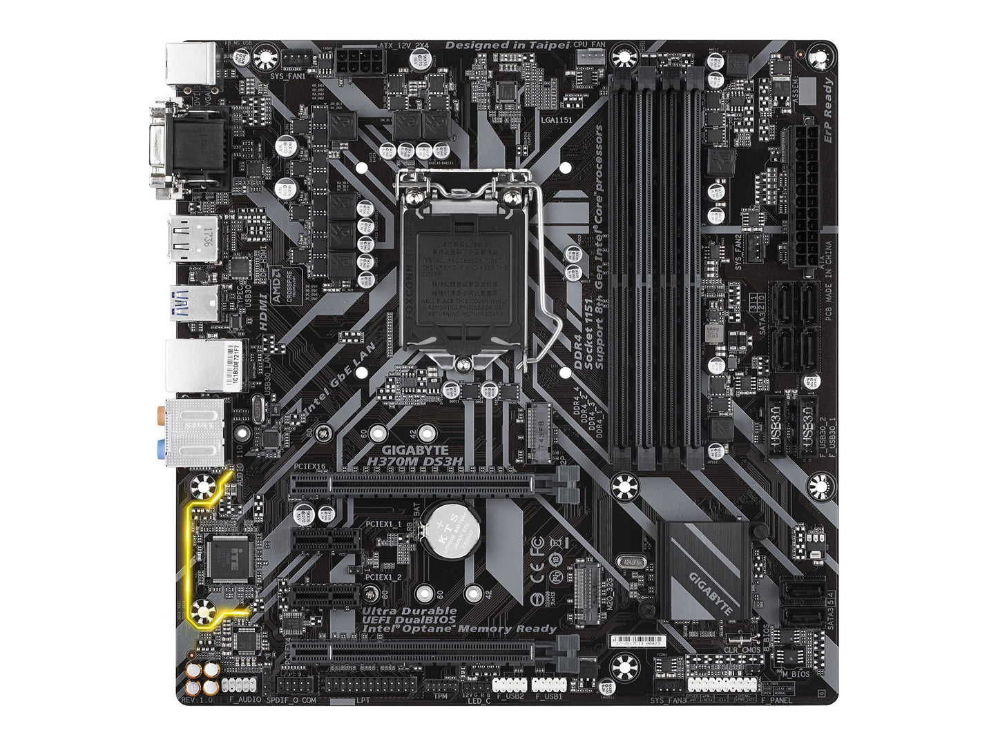 GIGABYTE H370M DS3H (LGA1151/Intel/H270/USB 3.1 Gen 1 (USB3.0) Type A Type C/Micro ATX/DDR4/Motherboard)