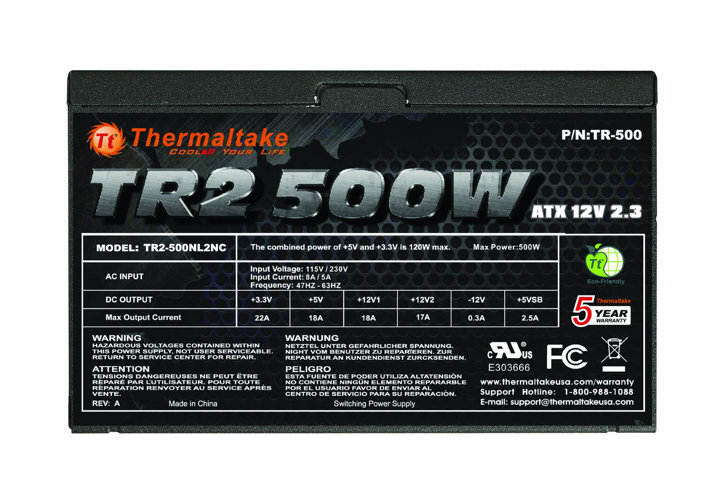 Thermaltake TR2 500W ATX 12 V2.3 Power Supply