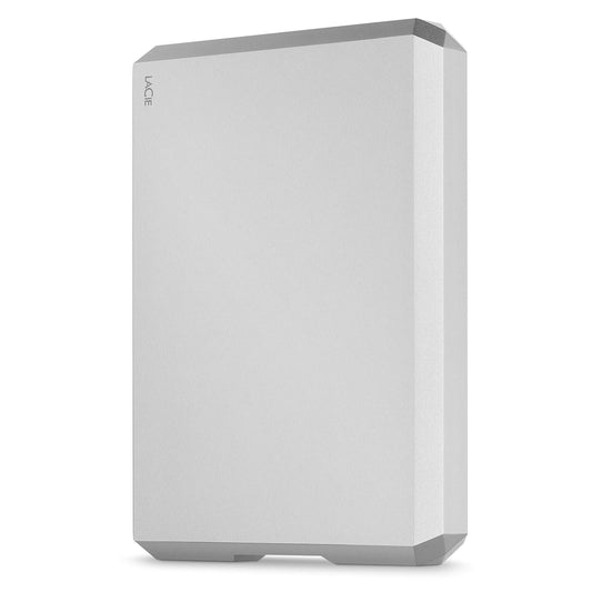 LaCie Mobile Drive 5TB External Hard Drive Portable HDD - Moon Silver USB-C USB 3.0 Thunderbolt 3, for Mac and PC Desktop, 1 Month Adobe CC (STHG5000400)