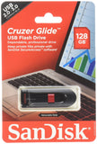 SANDISK SDCZ60-128G-A46 Cruzer Glide USB Flash Drive, 128 GB, Black/Red