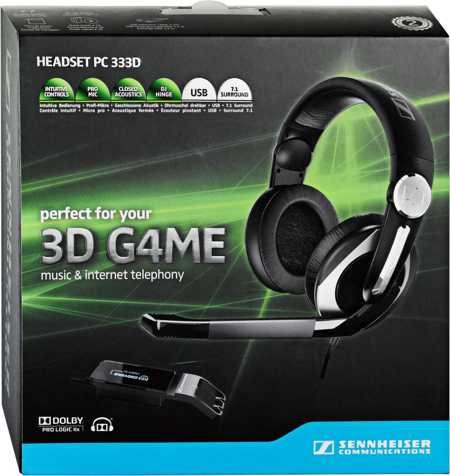 Open box of Sennheiser PC 333D Gaming Headset