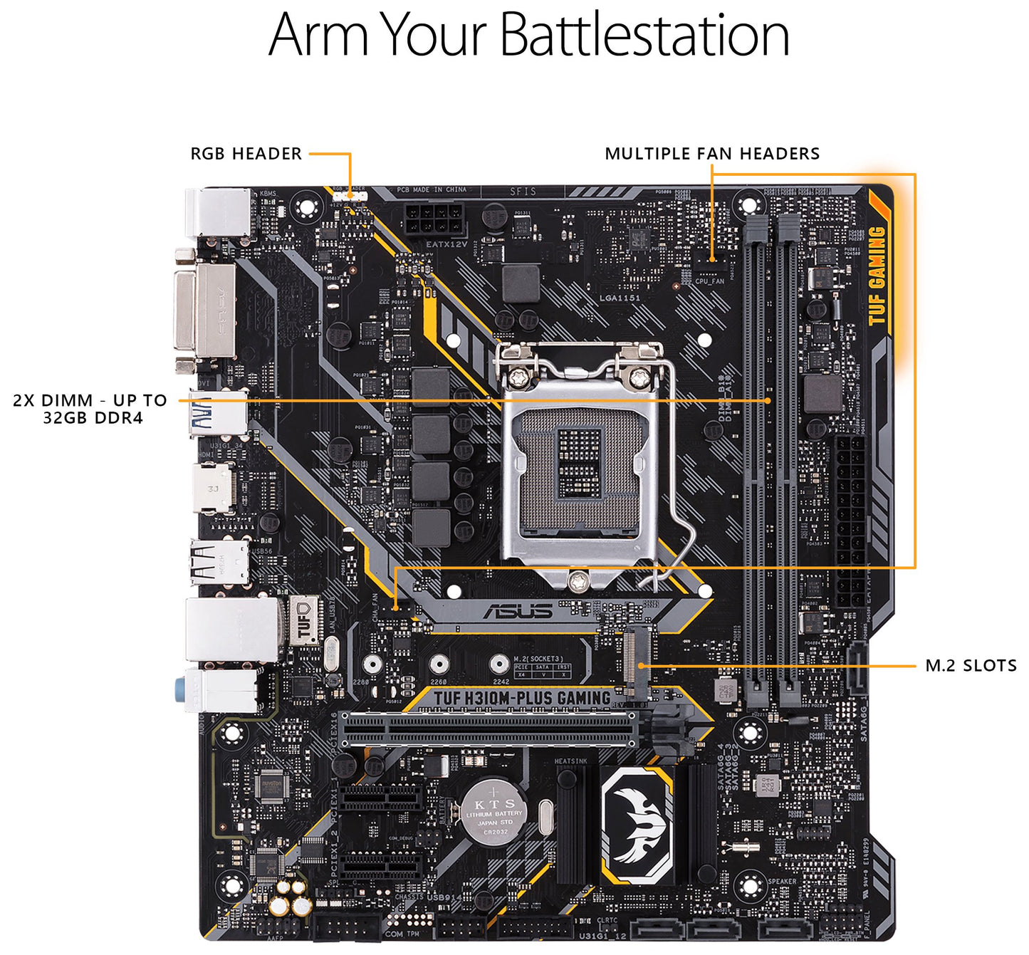 ASUS TUF H310M-Plus Gaming LGA1151 (300 Series) DDR4 HDMI VGA M.2 mATX Motherboard (TUF H310M-PLUS Gaming)