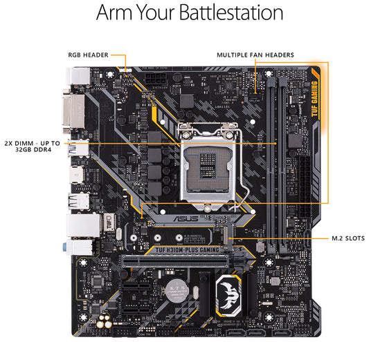 ASUS TUF H310M-Plus Gaming LGA1151 (300 Series) DDR4 HDMI VGA M.2 mATX Motherboard (TUF H310M-PLUS Gaming)