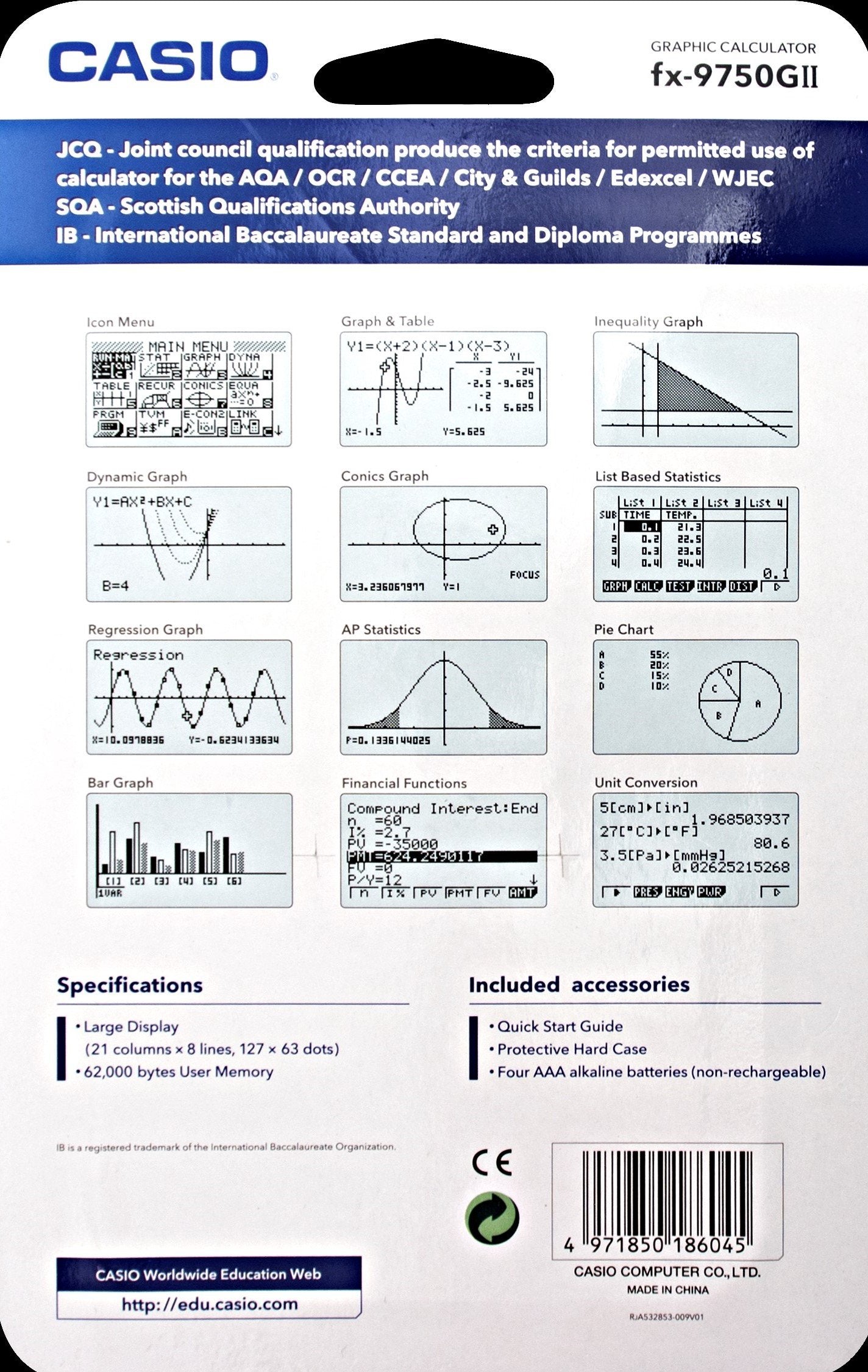 Casio Graphing Calculator - Blue (FX9750GII)