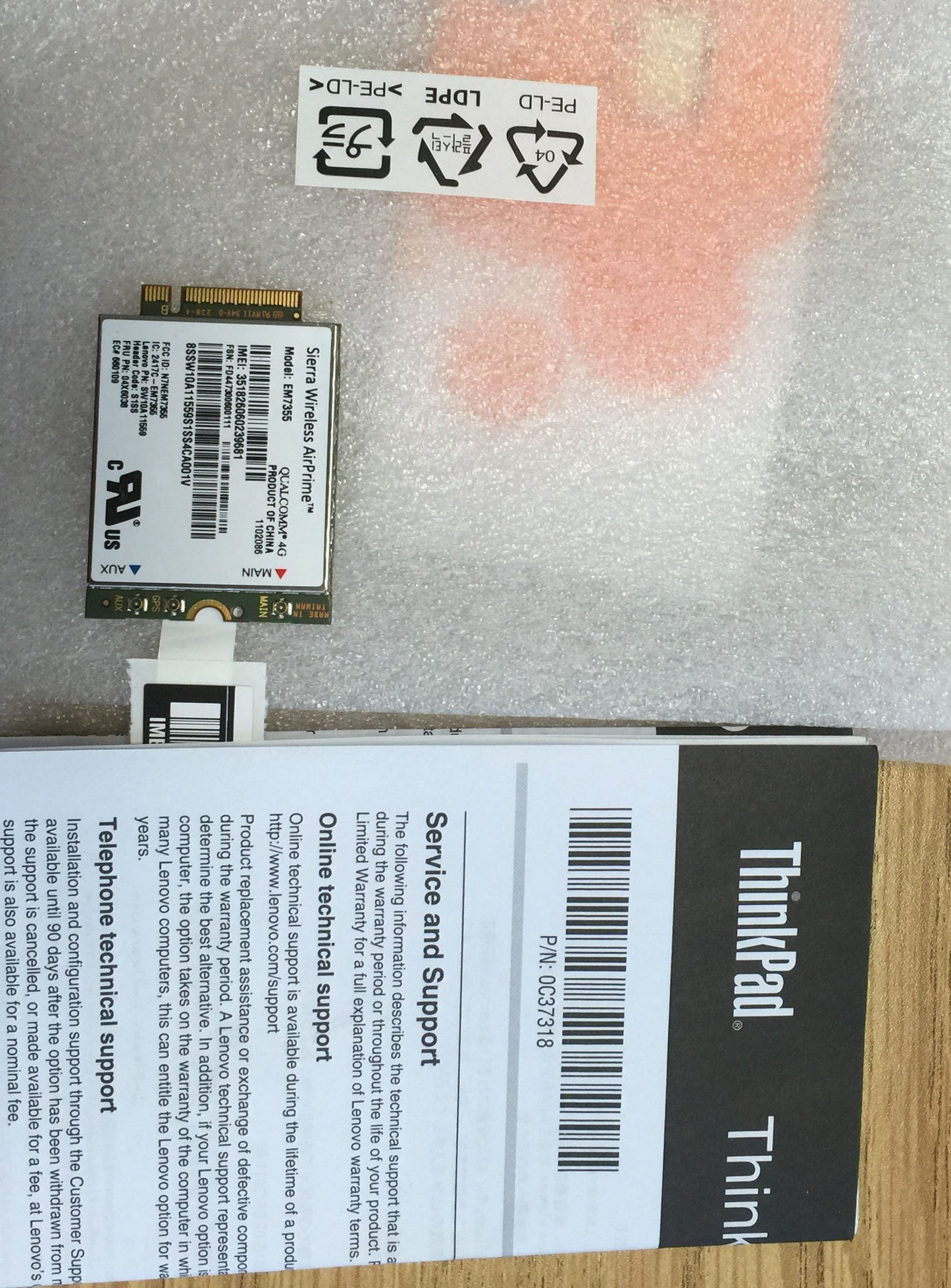 LENOVO ThinkPad GOBI 5000 Mobile Broadband with 3FF SIM-AT&T / 4XC0G56987 /