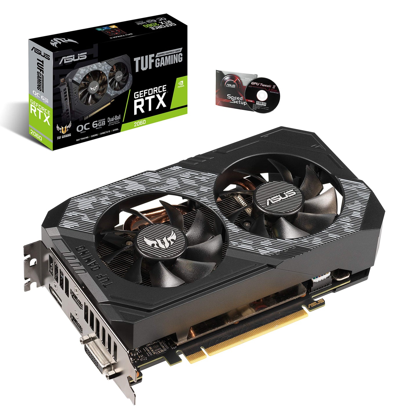ASUS TUF Gaming GeForce RTX 2060 Overclocked 6GB Edition 4K VR Ready HDMI 2.0b DP 1.4 Graphics Card (TUF-RTX2060-O6G-GAMING)