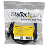 StarTech.com 2m Certified SuperSpeed USB 3.0 A to B Cable Cord USB 3 Cable 1x USB 3.0 A M 1x USB 3.0 B M 2m, Black