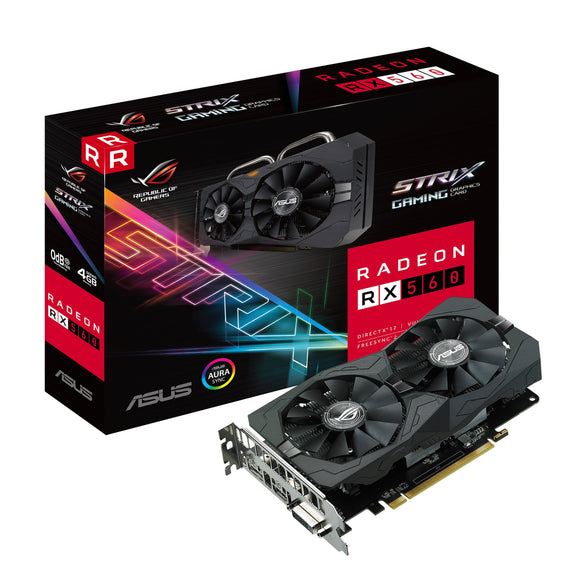 ASUS ROG Strix Radeon RX 560 16CU 4GB Gaming GDDR5 DP HDMI DVI AMD Graphics Card (ROG-STRIX-RX560-4G-GAMING)
